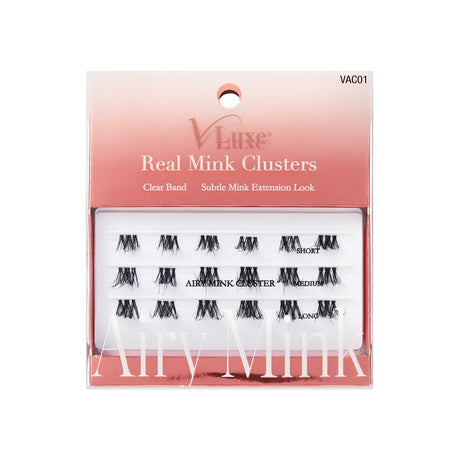VLuxe By IEnvy Airy Mink Strip Lash Clusters 100% Real Mink with Clear Band