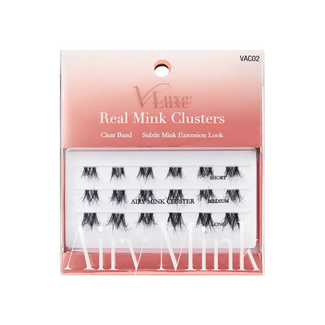 VLuxe By IEnvy Airy Mink Strip Lash Clusters 100% Real Mink with Clear Band