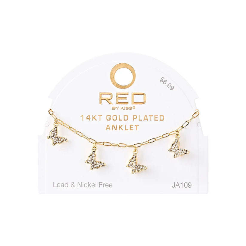 RED BY KISS Jewelry - 14K Gold Plated Anklet Anchor