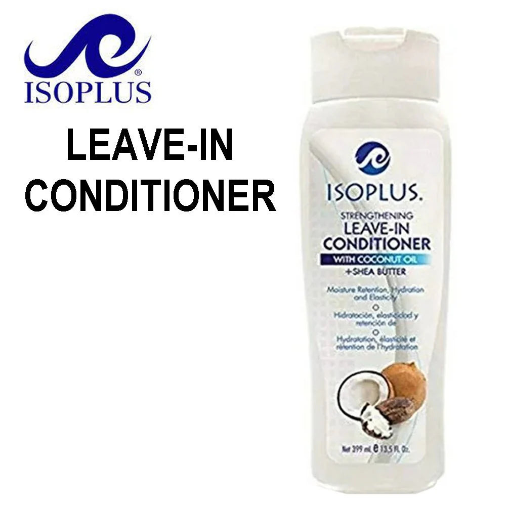 Isoplus Leave-In Conditioner with Coconut Oil 13.5oz, Isoplus coconut oil leave-in, coconut oil hair conditioner, moisturizing leave-in conditioner, strengthening leave-in treatment, hydration hair conditioner, leave-in for natural hair, Isoplus 13.5oz hair care, softening hair conditioner, detangling leave-in conditioner, hair elasticity treatment, daily use leave-in conditioner, conditioner for relaxed hair, nourishing hair treatment, frizz control leave-in conditioner, lightweight hair conditioner