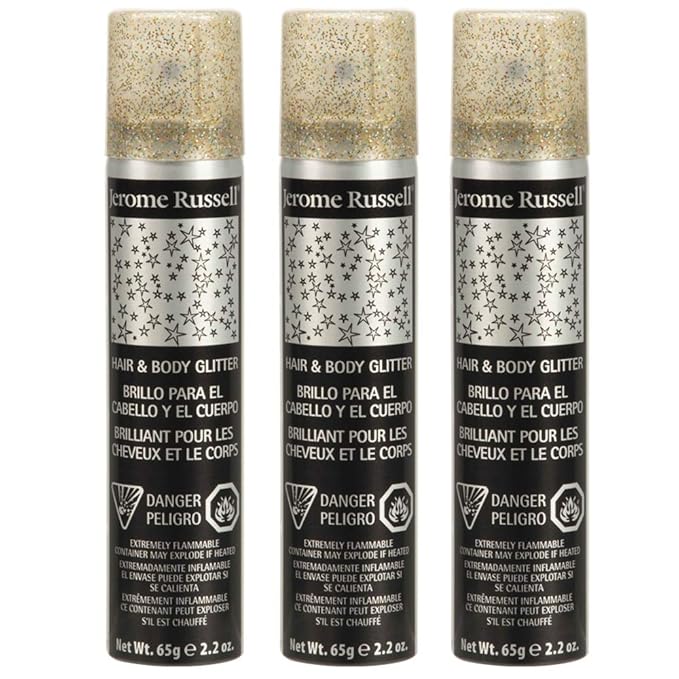 Jerome Russell Hair and Body Gold Glitter 2.2Oz Shimmer Spray for Parties-1