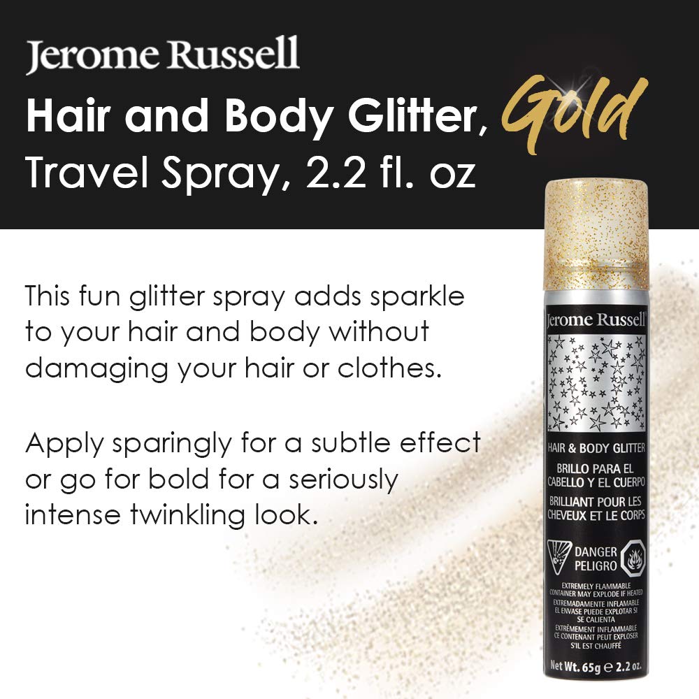 Jerome Russell Hair and Body Gold Glitter 2.2Oz Shimmer Spray for Parties-2
