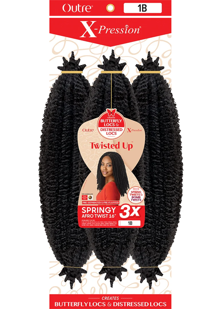Outre X-Pression Twisted Up Crochet Braid - 3X Springy Afro Twist  16" + Free Styling Foam