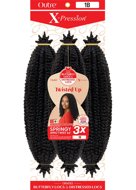 Outre X-Pression Twisted Up Crochet Braid - 3X Springy Afro Twist  16" + Free Styling Foam
