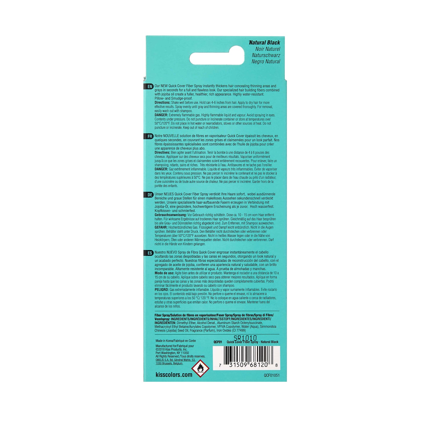 RED BY KISS Dark Brown Quick Cover Root Touch up Thickening Fiber Spray 3.38Oz