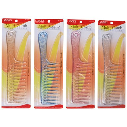 LQQKS shampoo comb glitter, glitter hair comb, shampoo massage comb, wide tooth shampoo comb, scalp massage comb, detangling comb for wet hair, hair washing comb, salon shampoo comb, lightweight hair comb, plastic shampoo comb, shower hair comb, scalp care comb, hair detangler comb, professional hair comb, LQQKS hair accessory