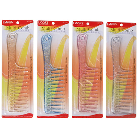 LQQKS shampoo comb glitter, glitter hair comb, shampoo massage comb, wide tooth shampoo comb, scalp massage comb, detangling comb for wet hair, hair washing comb, salon shampoo comb, lightweight hair comb, plastic shampoo comb, shower hair comb, scalp care comb, hair detangler comb, professional hair comb, LQQKS hair accessory