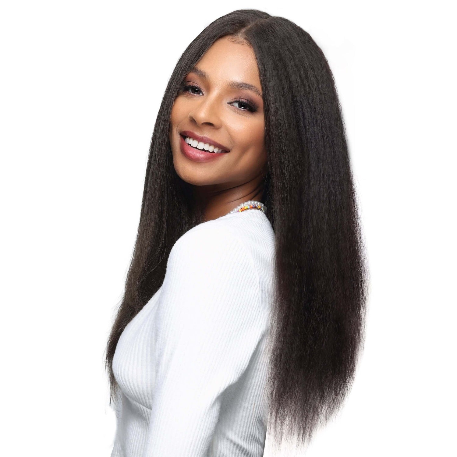 LUV Clip-In 9PCS Kinky Straight 14″ Full, Easy-to-Install Hair Extensions