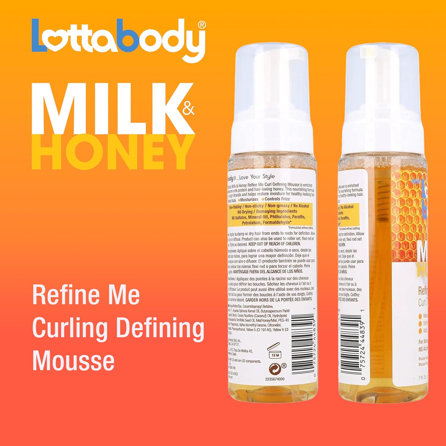 L/Body Milk and Honey Refine Me Curl Mousse 7oz for soft defined curls-3