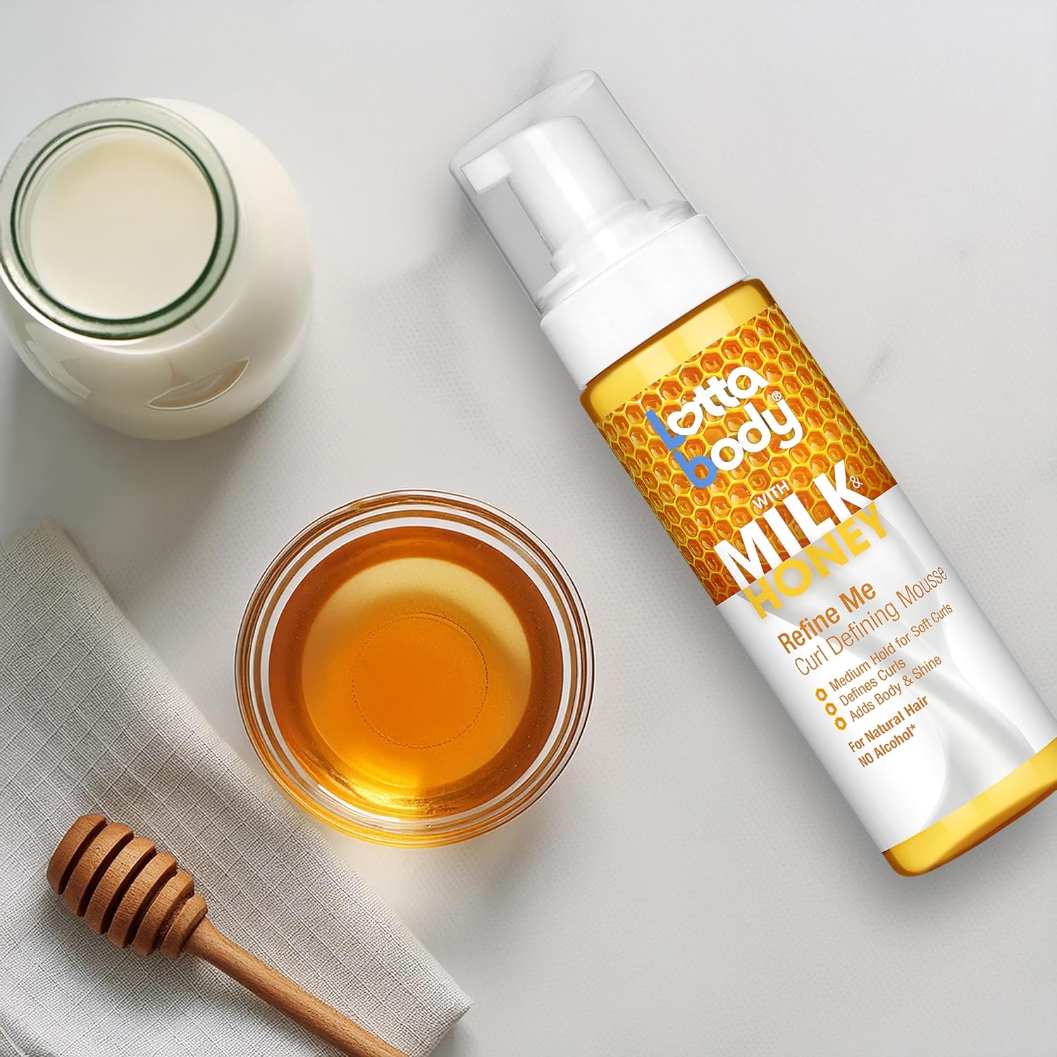 L/Body Milk and Honey Refine Me Curl Mousse 7oz for soft defined curls-5
