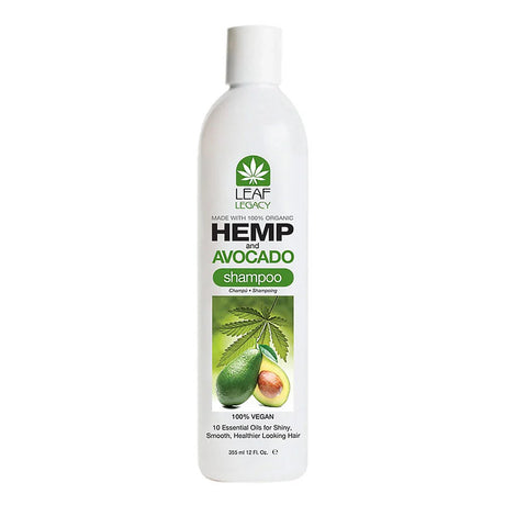 Leaf Legacy Hemp & Avocado Shampoo, color safe shampoo, hemp infused hair cleanser, avocado oil shampoo, plant based hair care, sulfate free shampoo, moisturizing shampoo, nourishing hair wash, shine enhancing shampoo, color protection shampoo, gentle daily shampoo, natural hair care product, hydrating shampoo for dry hair, strengthening shampoo, vegan friendly shampoo, healthy hair cleanser, moisture sealing shampoo, botanical shampoo formula, clean beauty hair product, scalp friendly shampoo