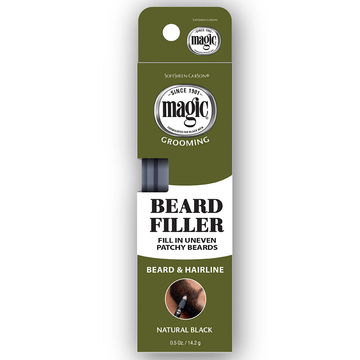 Marilyn Miglin Natural Black Magic Beard Filler & Hair Color Touch-Up Stick – Quick Drying 0.5 oz