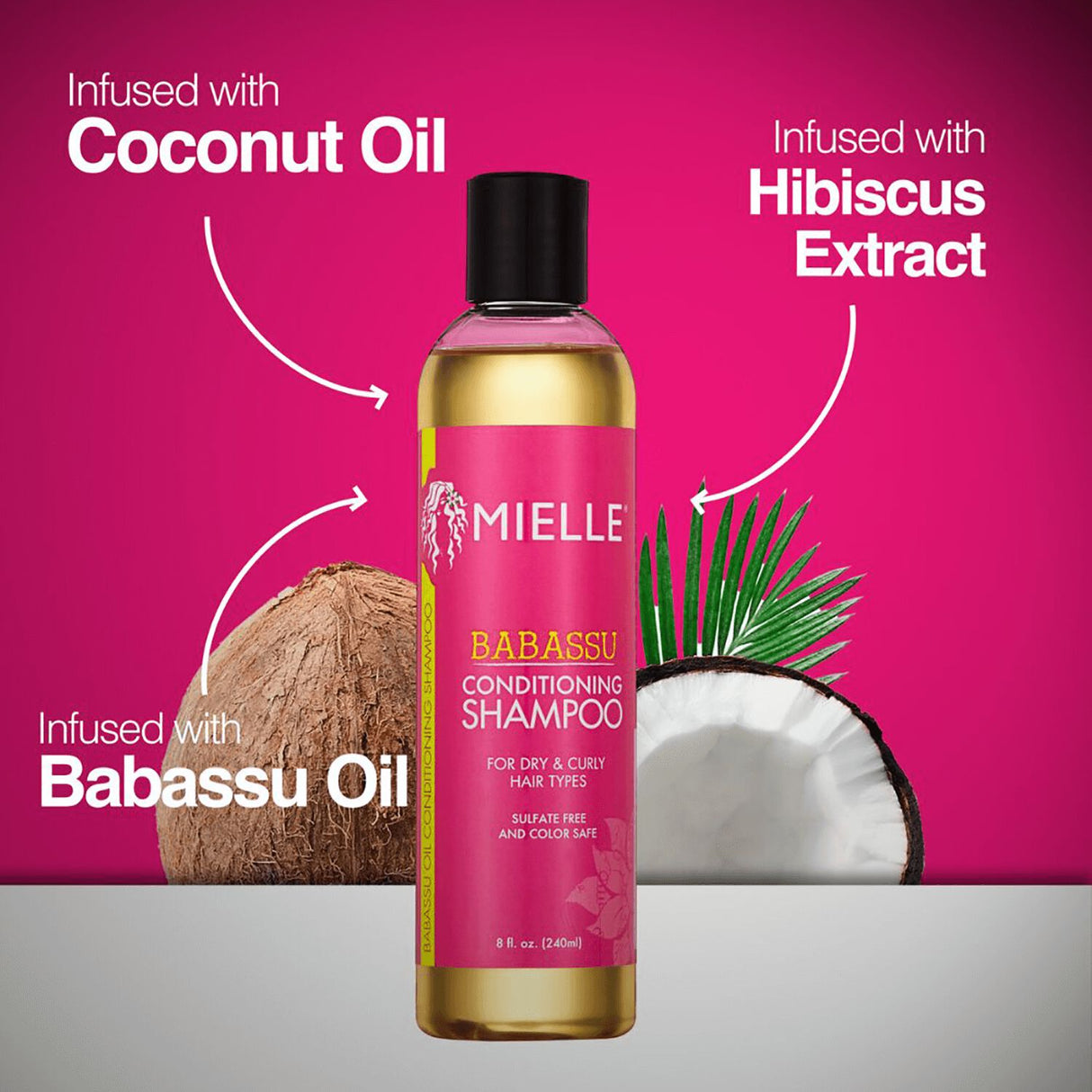 Mielle Babassu Conditioning Shampoo 8oz, babassu oil shampoo, moisturizing hair shampoo, sulfate free shampoo, hydrating hair cleanser, nourishing shampoo for dry hair, soft shiny hair shampoo, hair strengthening shampoo, gentle daily shampoo, natural hair shampoo, textured hair care shampoo, chemically treated hair shampoo, healthy hair shampoo, manageable hair shampoo, deep conditioning shampoo, Mielle hair care product