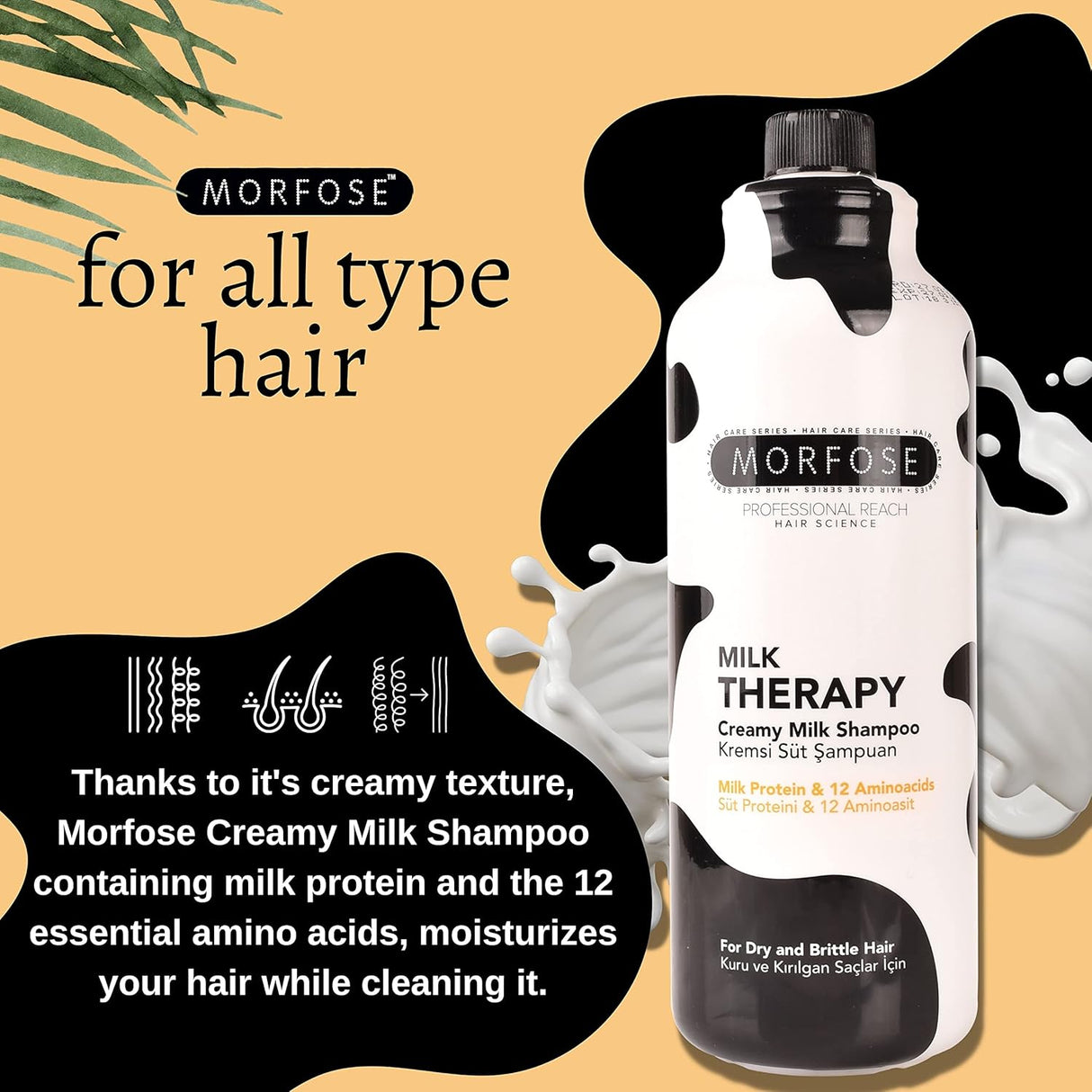 Morfose Hair Shampoo Milk Therapy 33.81oz Nourishing, Hydrating, Repairing Formula-5