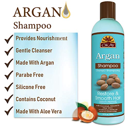 OKAY Argan Oil Shampoo 12oz Hydrating, Repairing, Smoothing Formula-2