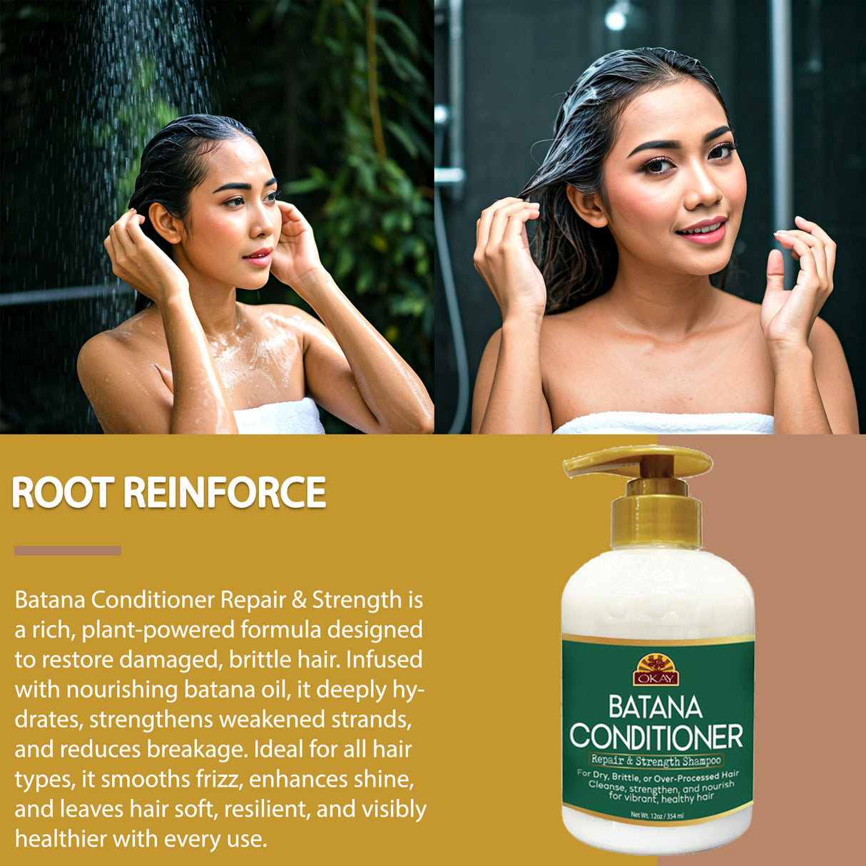 OKAY Batana Oil Moisture Repair Conditioner, batana oil hair conditioner, moisture repair conditioner for dry hair, conditioner for damaged hair, deep conditioning hair treatment, conditioner for brittle hair, color safe hair conditioner, batana oil conditioner for natural hair, hydrating conditioner for dry strands, strengthening conditioner with quinoa protein, coconut oil hair conditioner, meadowfoam seed oil conditioner, breakage repair hair conditioner, smoothing conditioner for frizzy hair, daily use 