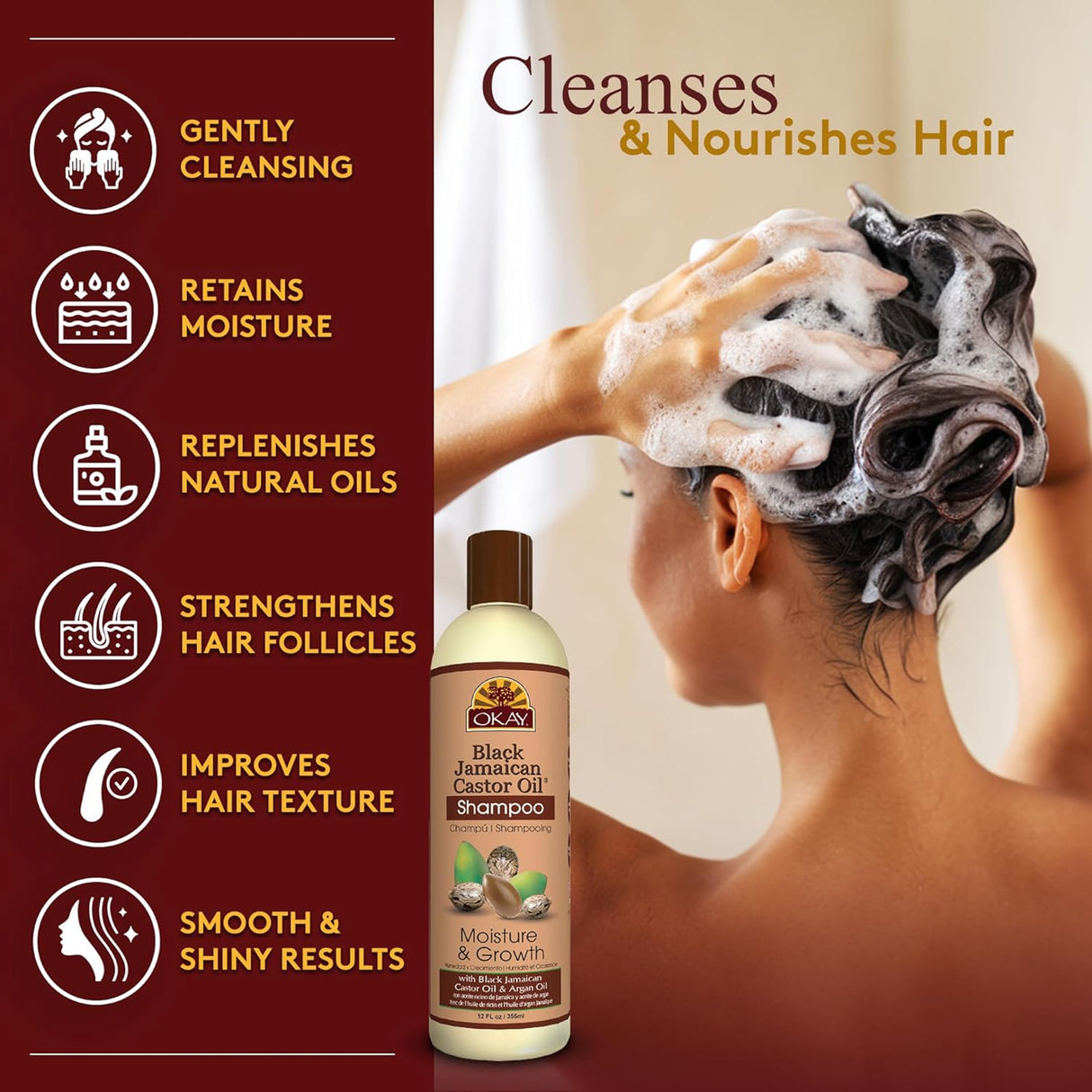 OKAY Black Jamaican Castor Oil Conditioner 12oz Hydrating, Strengthening, Nourishing Formula-2