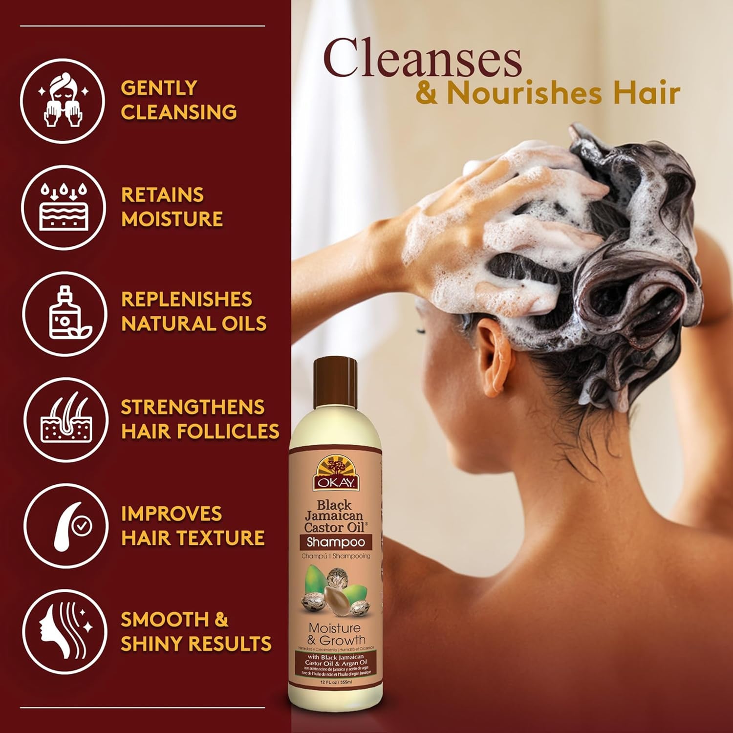 OKAY Black Jamaican Castor Oil Conditioner 12oz Hydrating, Strengthening, Nourishing Formula-2