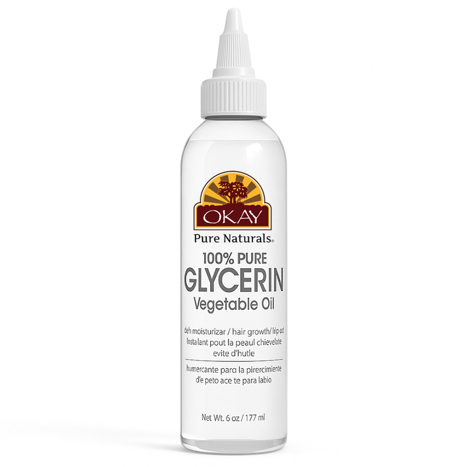 Okay 100% Pure Glycerin 6oz – Natural Skin & Hair Moisturizer, Hydrating and Softening Formula