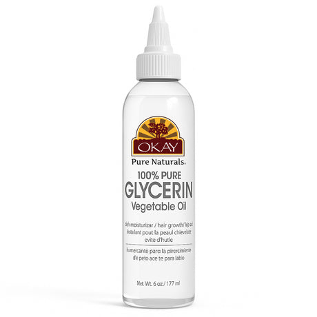 Okay 100% Pure Glycerin 6oz – Natural Skin & Hair Moisturizer, Hydrating and Softening Formula