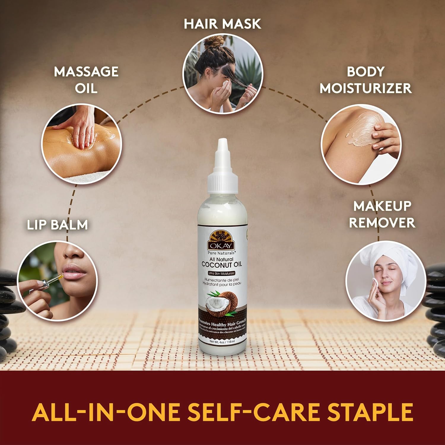 Okay All Natural Coconut Oil Deep Moisturizing 6oz Nourishing Hair & Skin Care-1