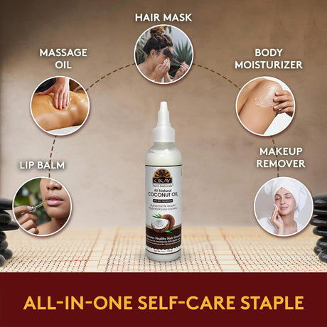 Okay All Natural Coconut Oil Deep Moisturizing 6oz Nourishing Hair & Skin Care-1