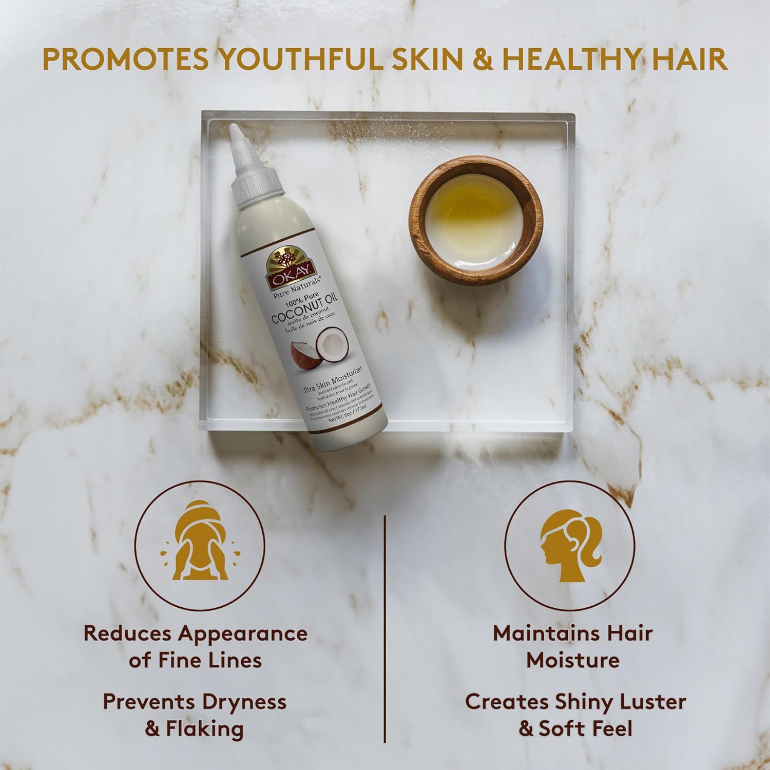 Okay All Natural Coconut Oil Deep Moisturizing 6oz Nourishing Hair & Skin Care-2