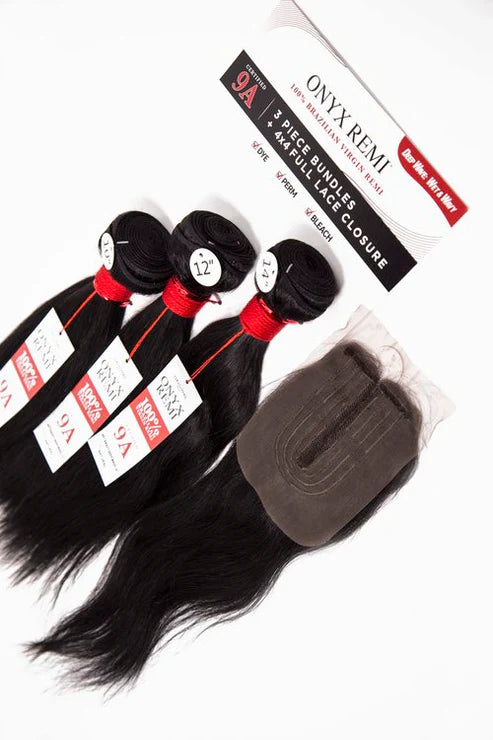 Onyx Remi 9A Virgin Hair Triple Wet Wavy Deep Wave Bundle with Closure  - 3 Pack