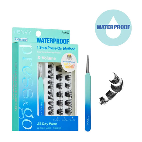 IEnvy Press & Go, Self-Adhesive Cluster Lash & Applicator Kit Waterproof, Reusable, No Glue Needed