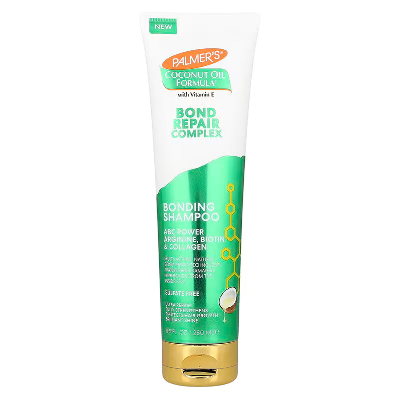 Palmers Coconut Oil Bond Repair Shampoo, coconut oil hair shampoo, vitamin E hair cleanser, bonding shampoo for damaged hair, repair complex shampoo, strengthening shampoo for dry hair, gentle hair repair shampoo, shampoo for chemically treated hair, moisturizing hair cleanser, softening hair shampoo, hair bond repair treatment, 8.5oz Palmer’s shampoo, healthy hair coconut oil shampoo, restorative hair shampoo, daily use hair repair shampoo