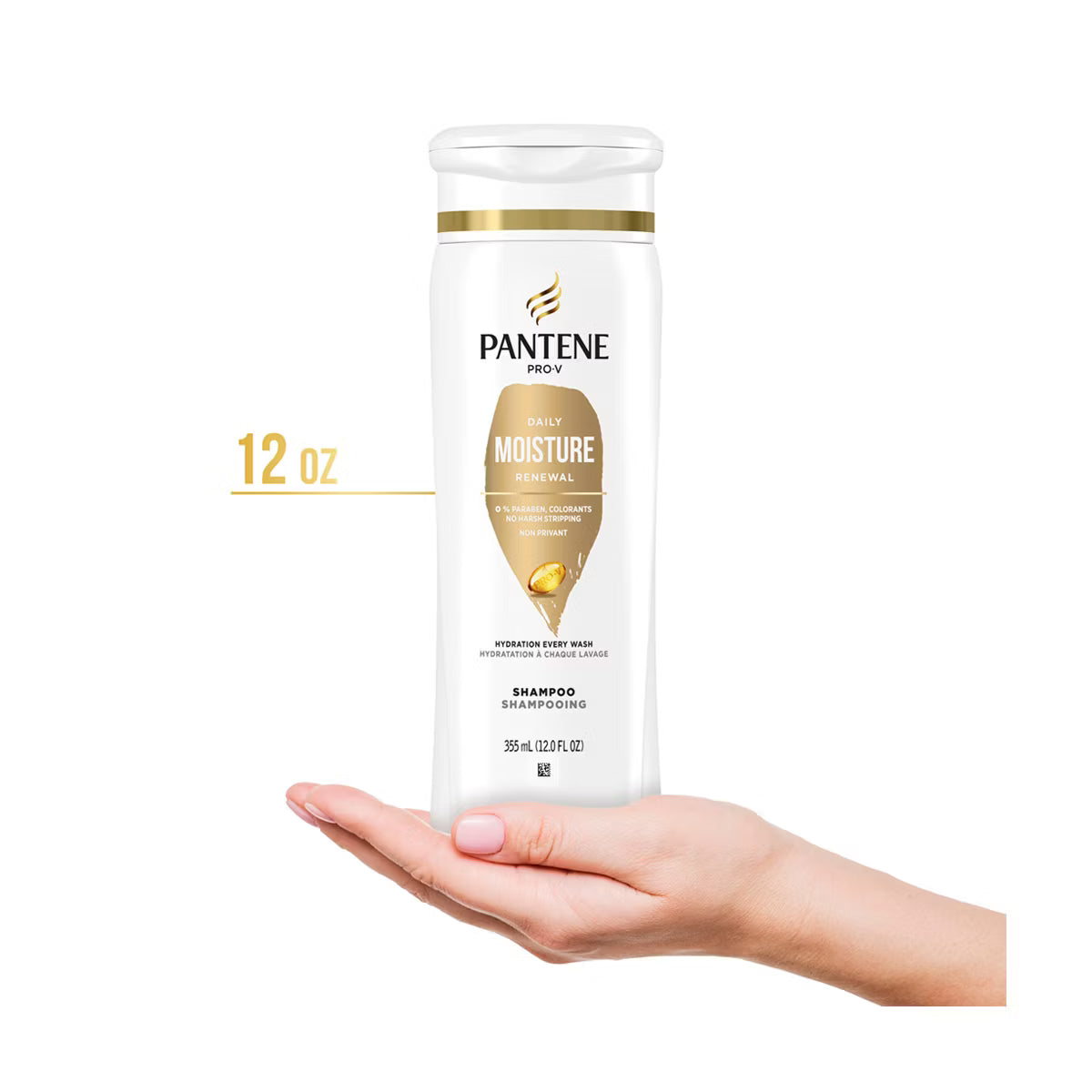 Pantene Pro-V Daily Moisture Renewal Shampoo, moisturizing shampoo for dry hair, daily use hair cleanser, hydrating Pro-V shampoo, gentle hair shampoo, smooth and soft hair shampoo, hair moisture replenishing shampoo, shampoo for healthy hair, 12oz Pantene shampoo, nourishing hair shampoo, silky hair shampoo, hair hydration shampoo, Pro-V hair care shampoo, manageability enhancing shampoo, daily hair care shampoo