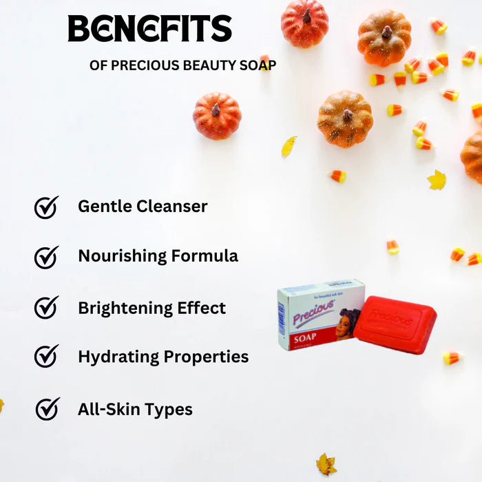 Precious Beauty Soap, all-natural beauty soap, moisturizing soap bar, gentle cleansing soap, nourishing skin soap, softening soap for daily use, radiant skin soap, fragrant luxury soap, 2.82 oz beauty soap, hydrating soap for sensitive skin, natural skincare soap, pampering soap bar, smooth skin cleansing soap, skin nourishing soap, soft skin soap bar