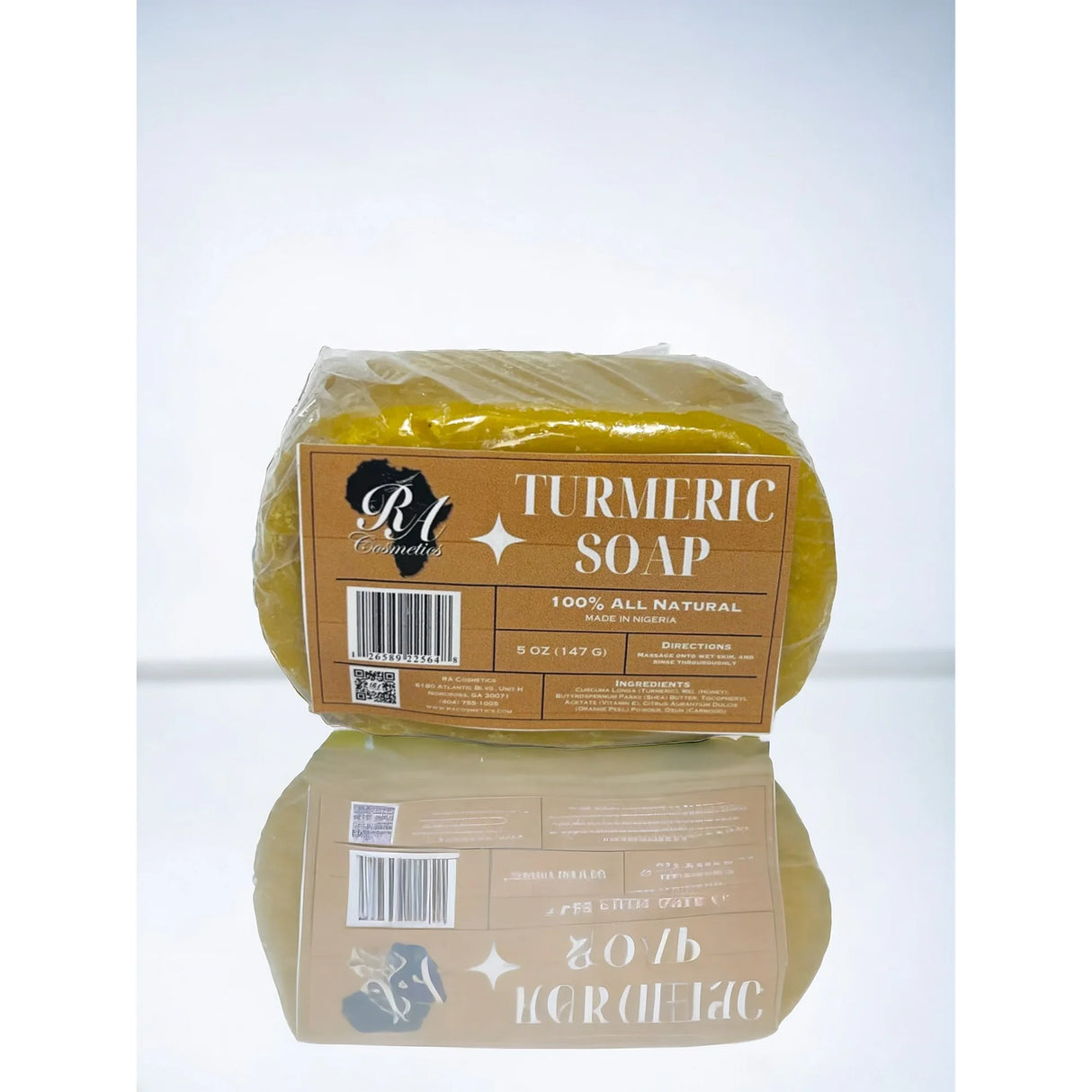 RA Cosmetics Natural Turmeric Soap Bar, 100 percent natural turmeric soap, turmeric cleansing soap, brightening turmeric soap bar, soap for glowing skin, turmeric soap for dark spots, gentle daily cleansing soap, natural skincare soap bar, nourishing turmeric soap, 5 oz turmeric soap, skin brightening soap, hydrating natural soap, turmeric beauty soap, even tone skin soap, radiant skin cleansing soap,