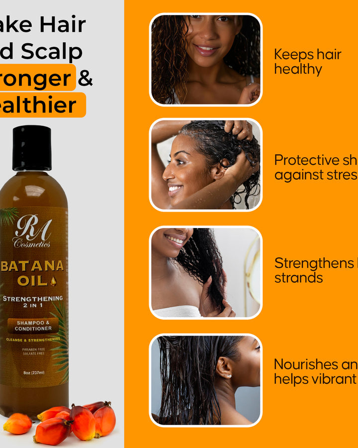 RA Cosmetics Batana Oil 2 in 1 Shampoo Conditioner, batana oil shampoo and conditioner, 2 in 1 hair cleanser, moisturizing shampoo conditioner, batana oil hair care, gentle daily hair wash, shampoo conditioner for dry hair, nourishing hair cleanser, softening hair shampoo conditioner, 8oz batana oil shampoo, hair moisture repair cleanser, all hair types shampoo conditioner, healthy hair batana oil wash, smooth and manageable hair cleanser