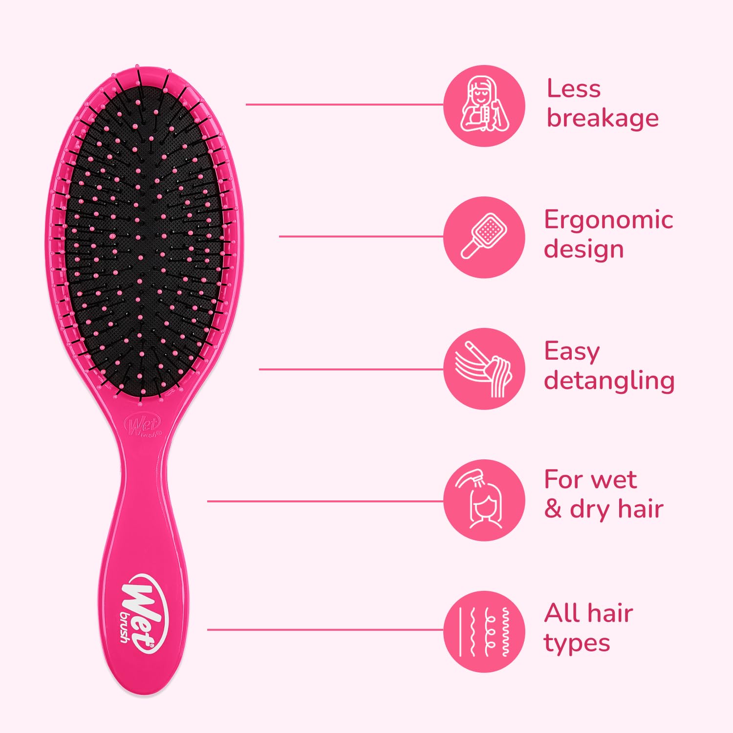 RED TANGLE FREE WET BRUSH PINK H263 Detangling Smooth, Comfortable Grip-3