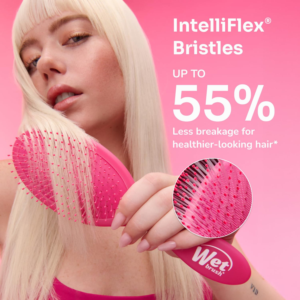 RED TANGLE FREE WET BRUSH PINK H263 Detangling Smooth, Comfortable Grip