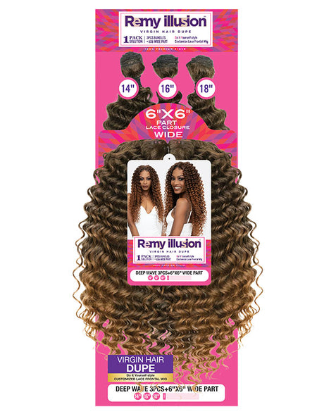 Janet Illusion 3PCS Deep Wave WITH 6x6 Closure