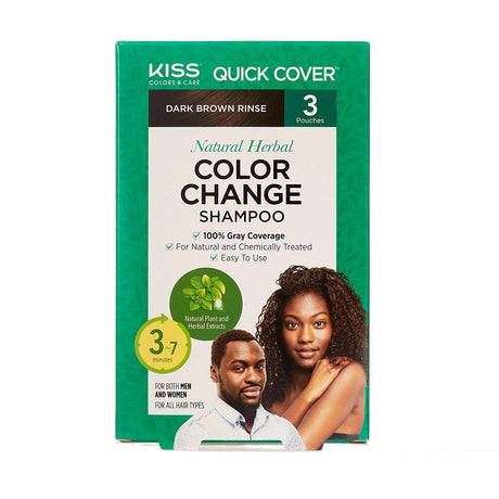 Red By Kiss Natural Hair Dye Shampoo Herbal Formula with 100% Gray Coverage in 7–10 Minutes