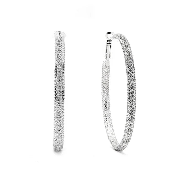 Joy Jewelry Lightweight Sterling Silver Mesh Hoop Earrings