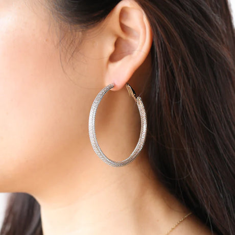 Joy Jewelry Lightweight Sterling Silver Mesh Hoop Earrings