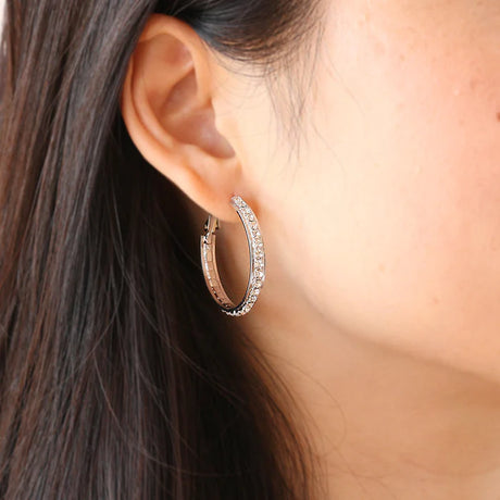 Joy Jewelry Premium Cubic Zirconia Sterling Silver Hoop Earrings