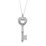 Joy Large Heart Silver Key Pendant Necklace (SN146)