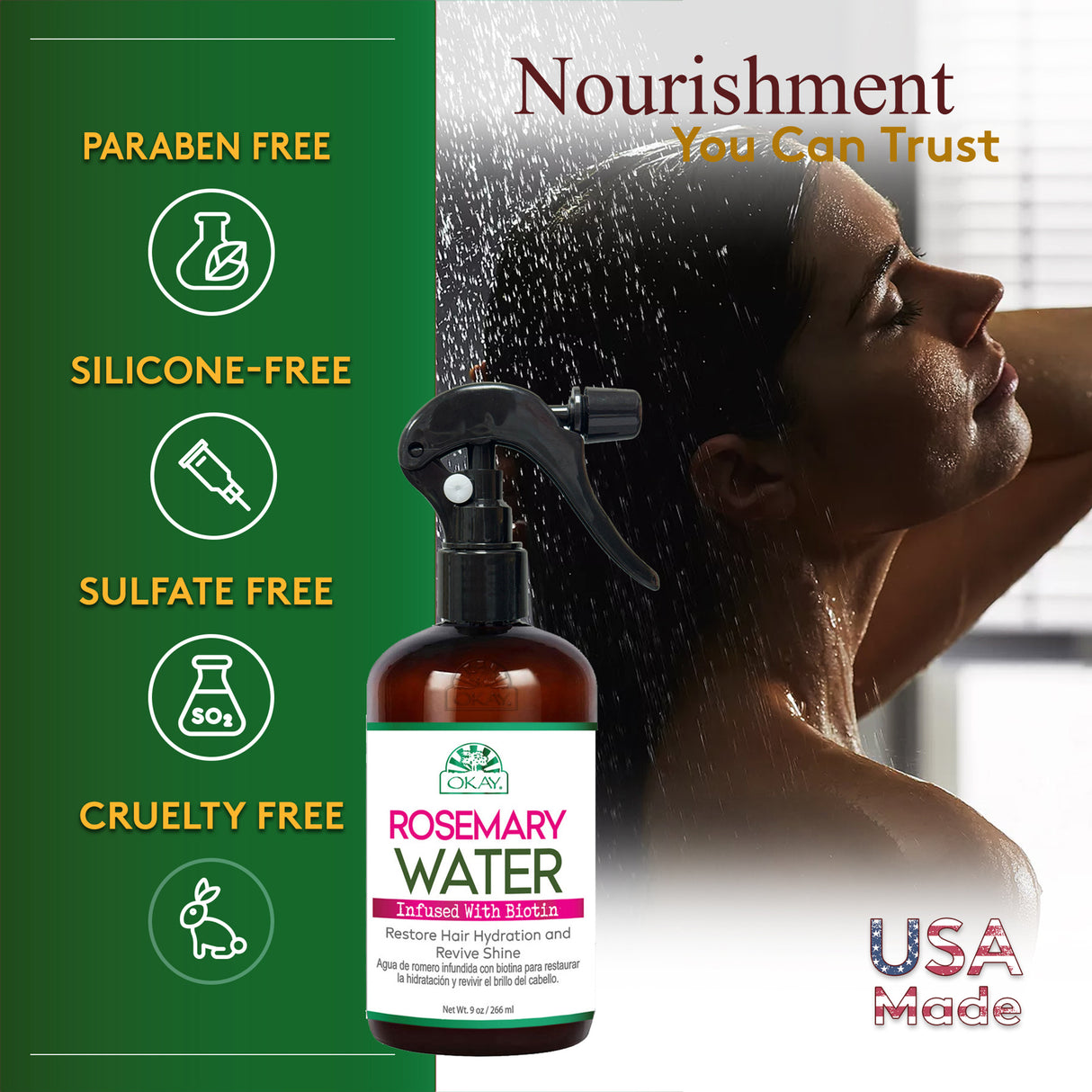 Okay Rosemary Water Biotin 9oz Strengthening & Nourishing Hair Growth