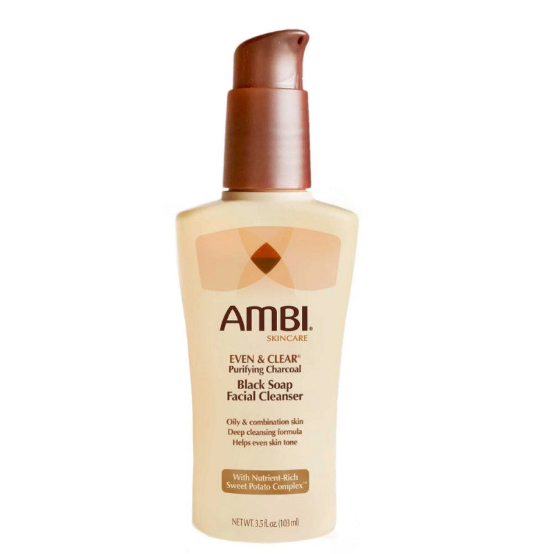 AMBI Even & Clear Purifying Charcoal Black Soap Facial Cleanser 3.5 oz