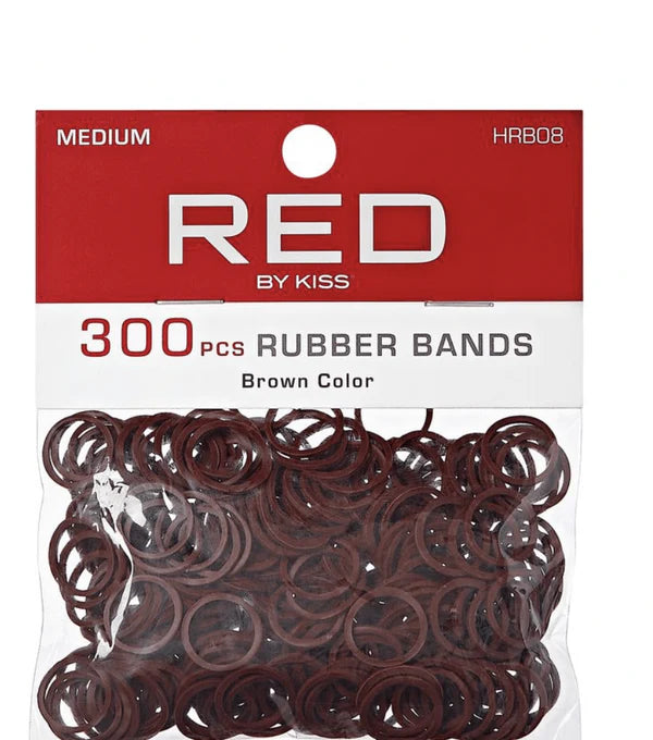 RED BY KISS Brown 300 Rubber Bands  (HRB08)