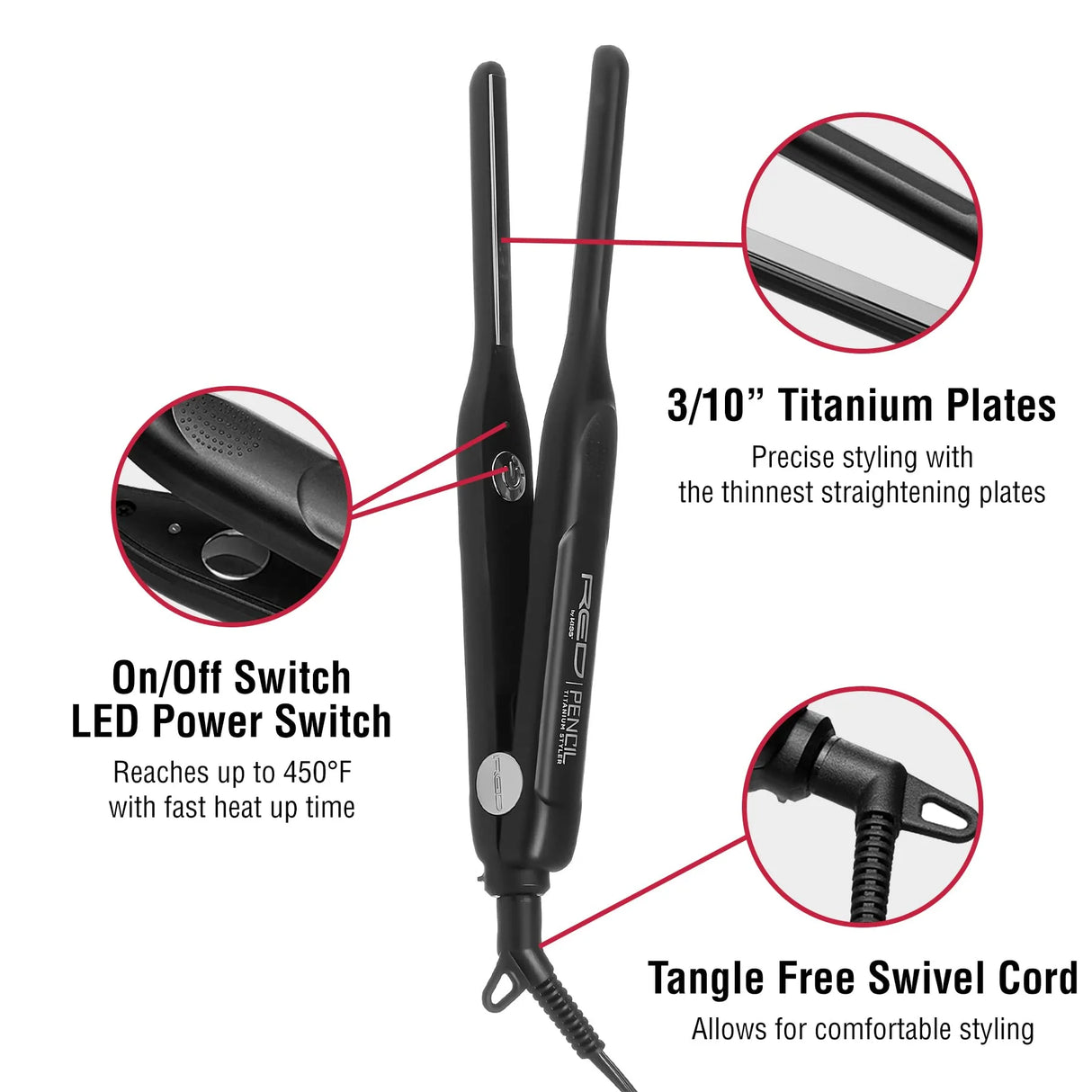 RED BY KISS Titanium Flat Iron 3/10"