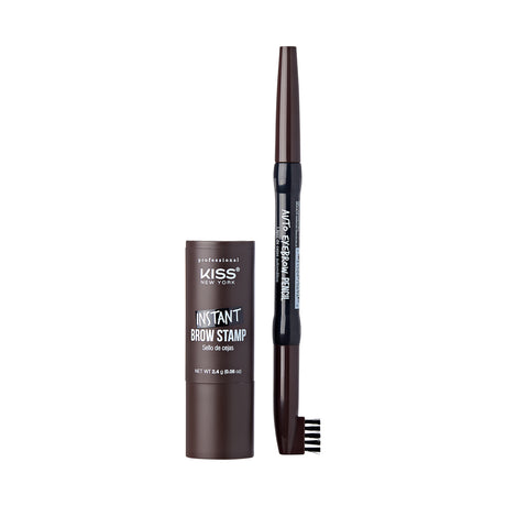KISS New York Black Brown Instant Brow Stamp and Stencil Kit Powder Stamp Eyebrow Shaping Kit