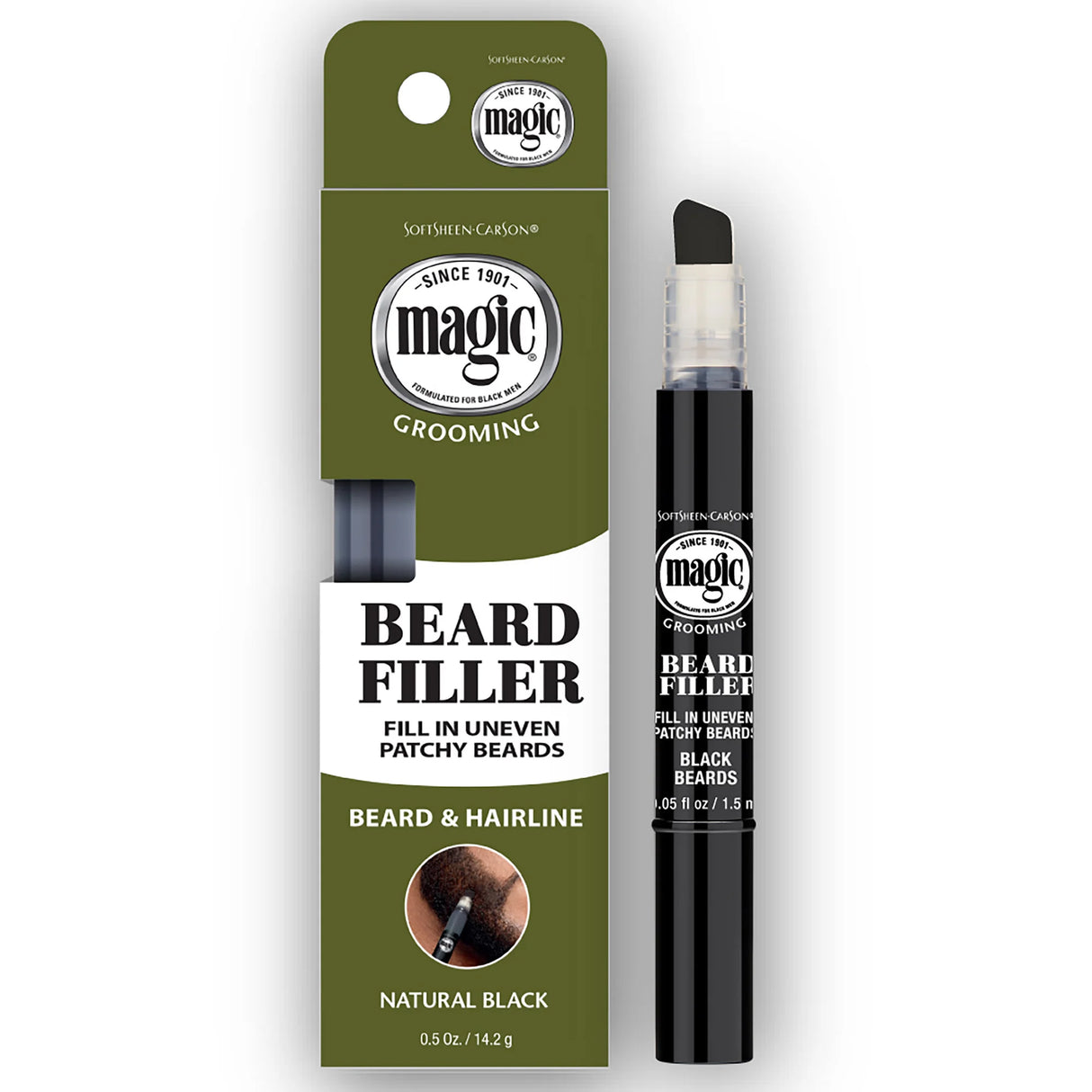 Marilyn Miglin Natural Black Magic Beard Filler & Hair Color Touch-Up Stick – Quick Drying 0.5 oz