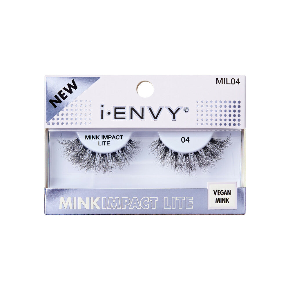 I-ENVY BY KISS MINK IMPACT LITE CLEAR BAND VEGAN FAUX MINK STRIP LASH