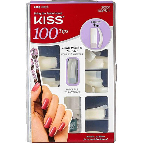 KISS 100 FULL COVER NAILS ACTIVE SQUARE MEDIUM LENGTH ARTIFICIAL NAILS